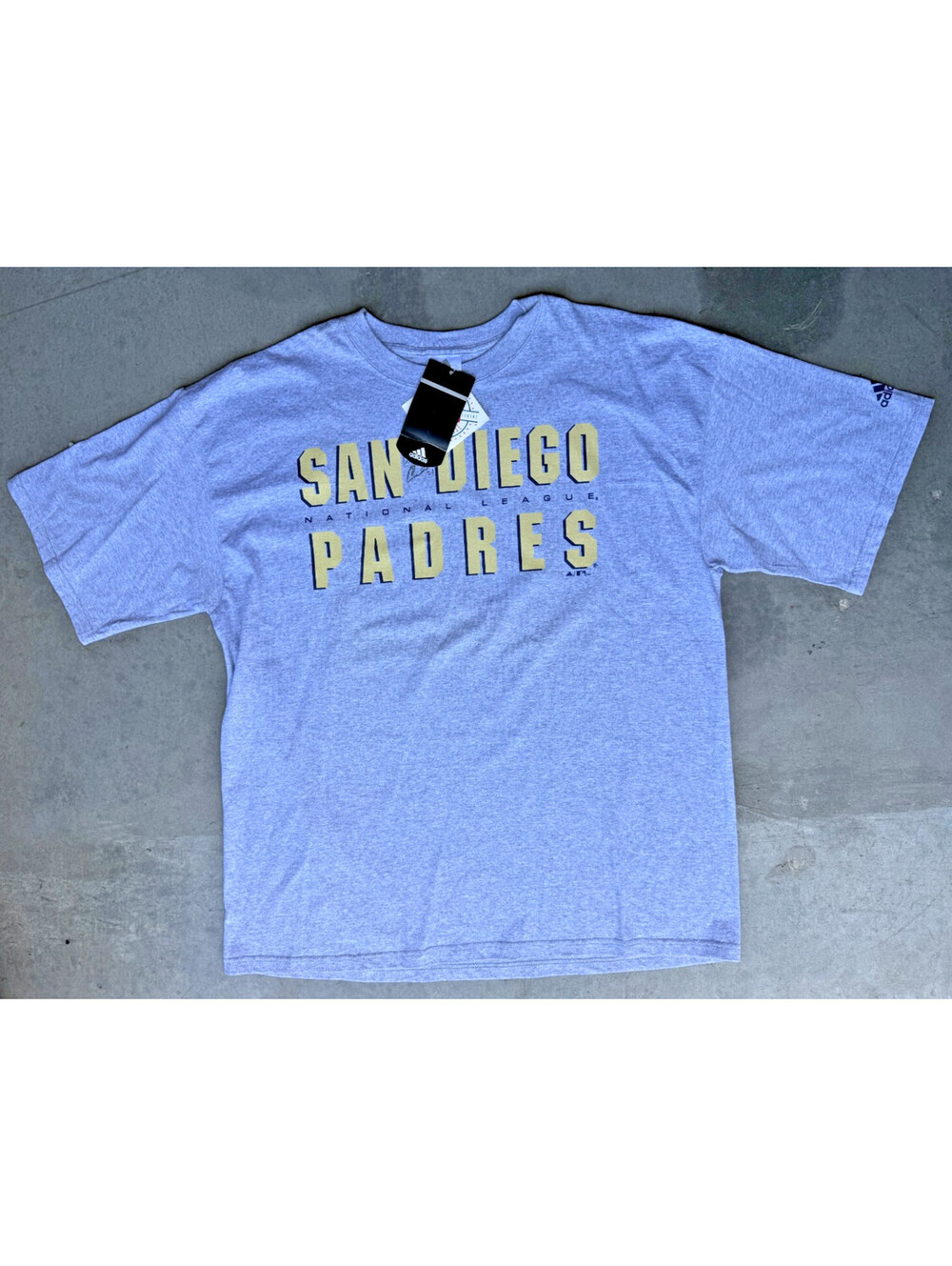 NOS Signed SAN DIEGO PADRES Mens Sz XL Adidas Gray Shirt KEN CAMINITI #21